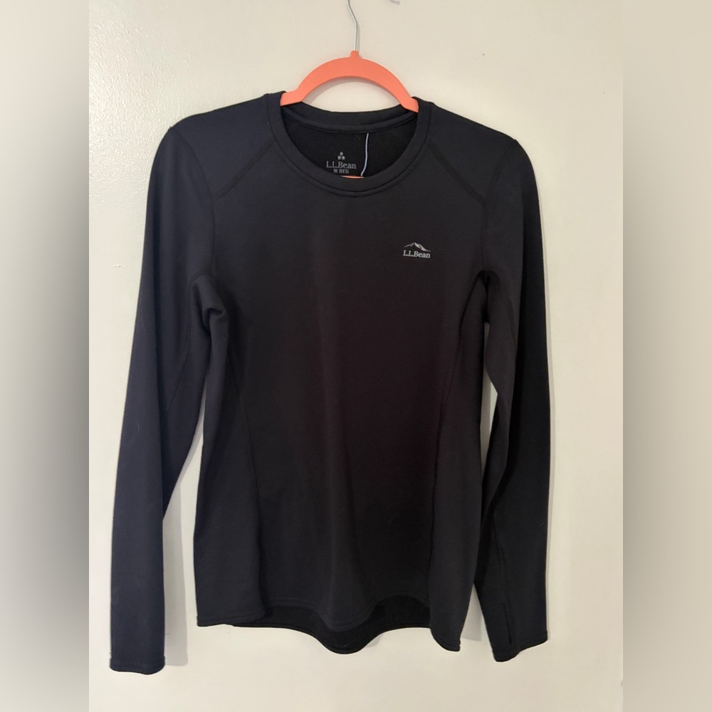 L.L. Bean Women's Black Long-Sleeve Crew Performance Top